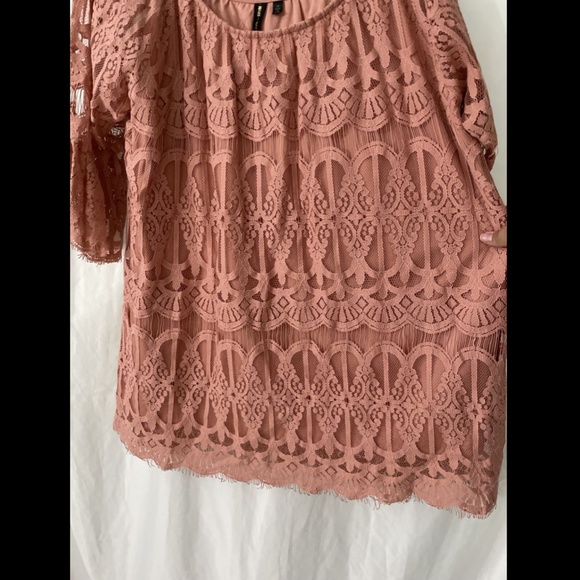 NWT $49 Want And Need Pink Lace 3/4‎ Sleeve Top [ PLUS SZ 2X ] - Picture 10 of 12
